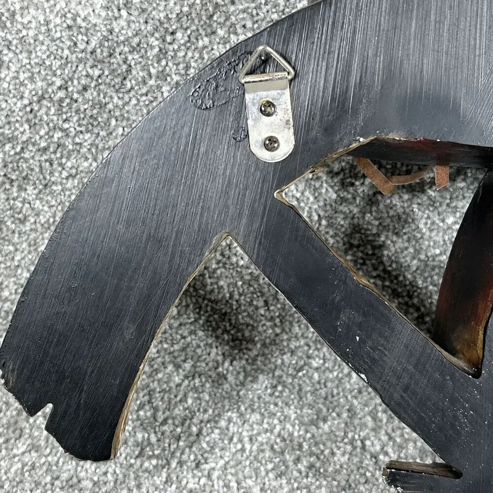 Western Wagon Wheel Horse Saddle Decor Coat Hat Rack with Hooks 14" Wide Heavy - Picture 9 of 12